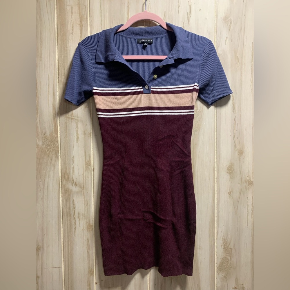 Kendall & Kylie Blue and Burgundy Mini Dress